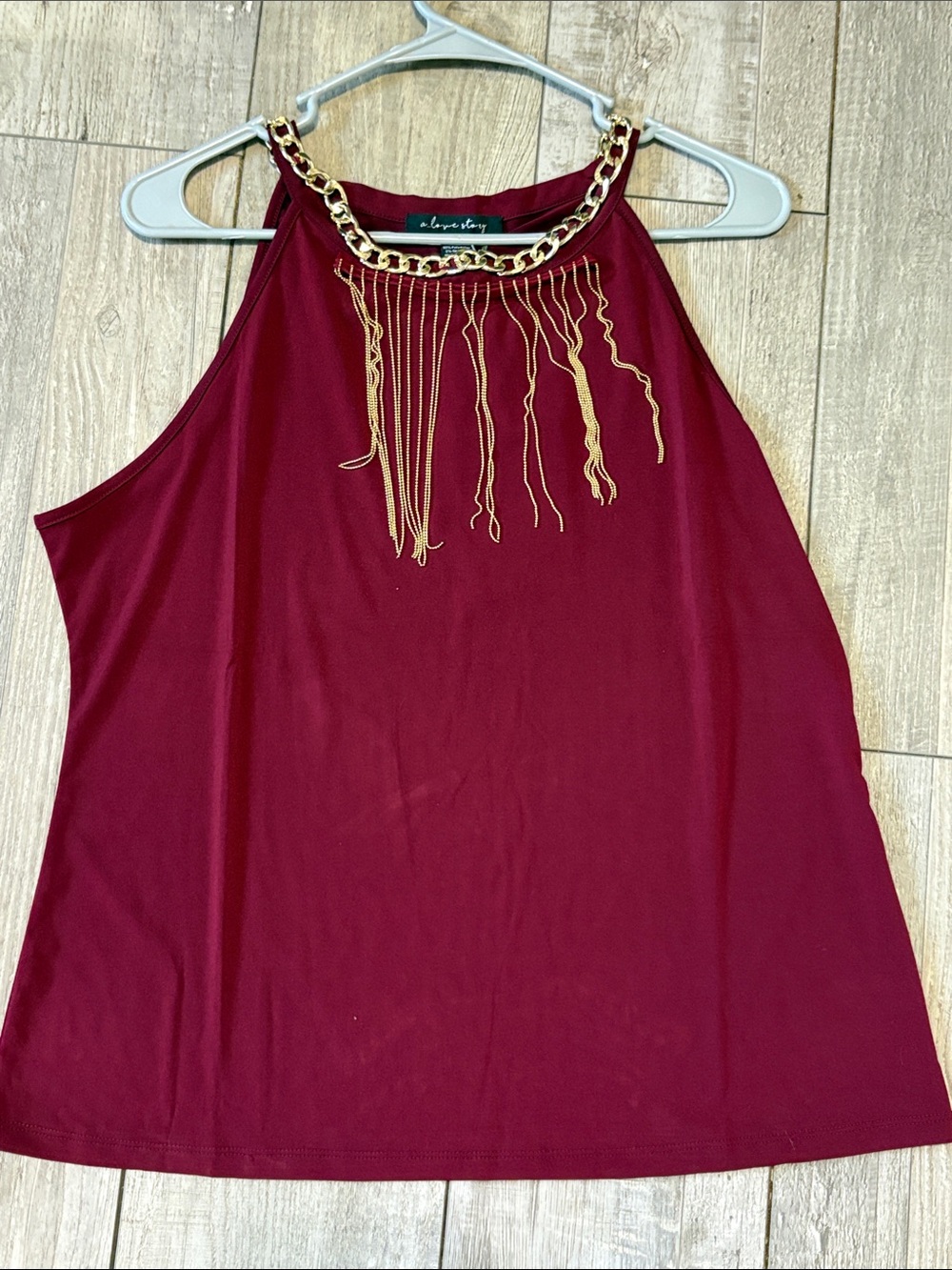 SB London Women's Burgundy Halter Camisole with Gold Chain Detail